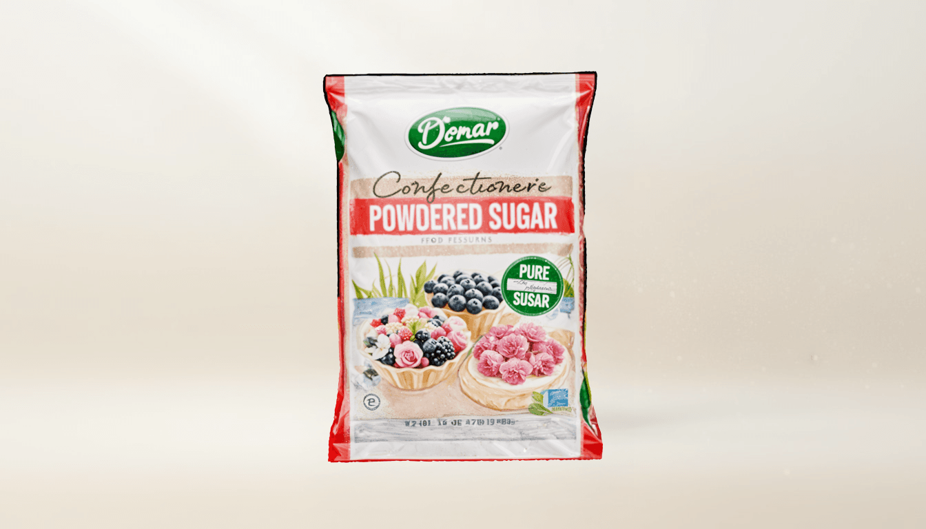 Powdered sugar with pancakes and berries